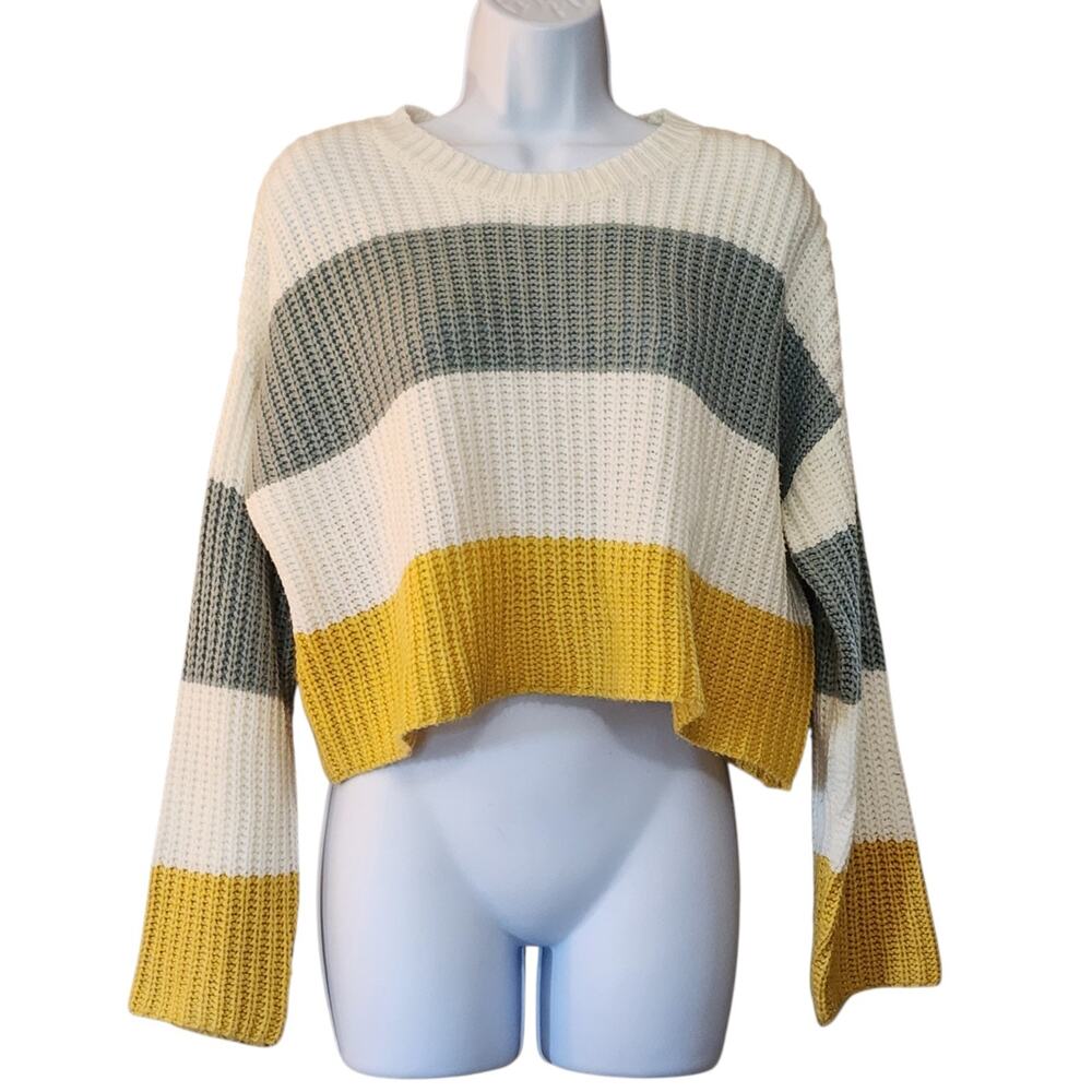 Sincerely Jules Womens Pullover Crop Sweater Size XS Colorblock Boxy Oversized